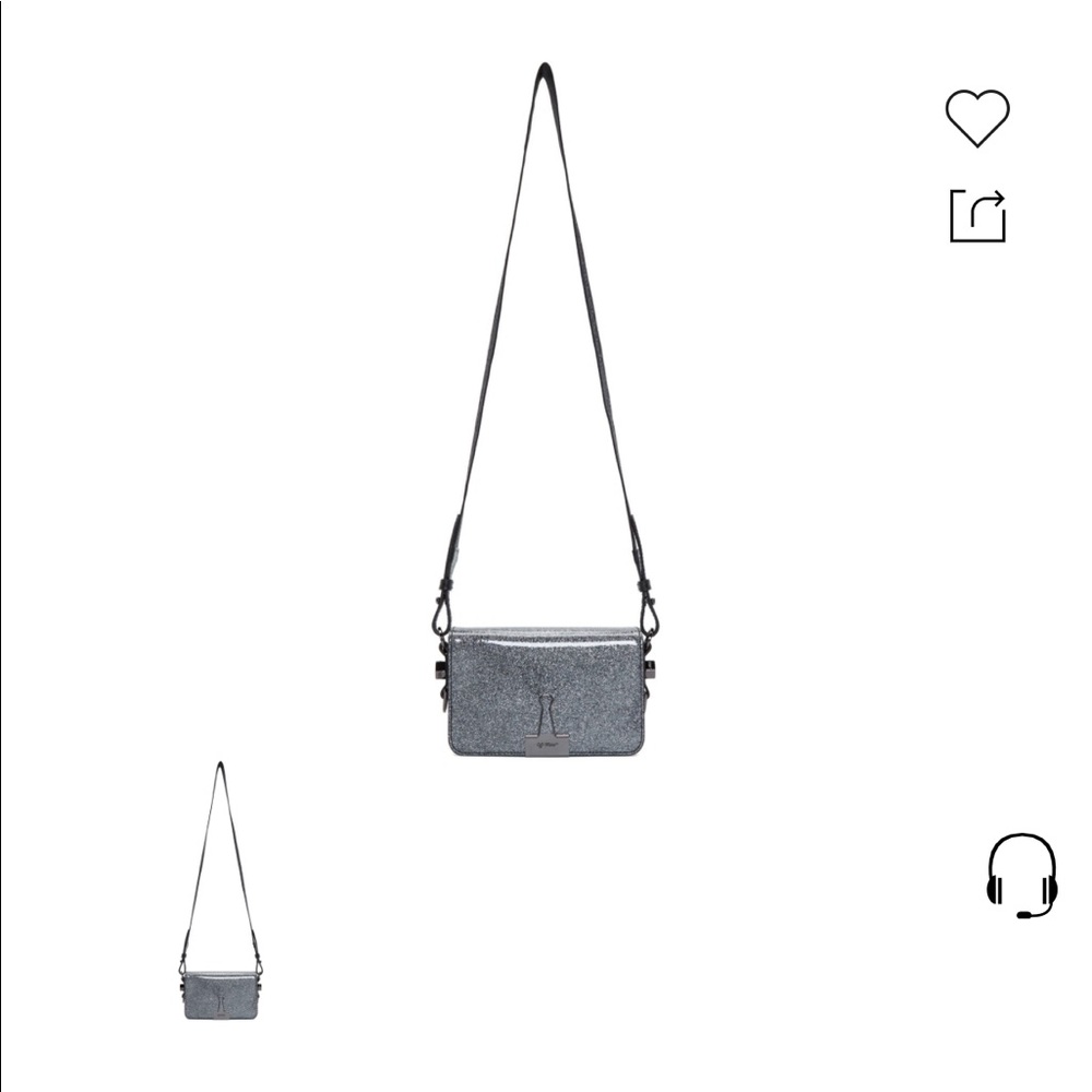 Grey glitter Virgil Abloh off white flap bag
